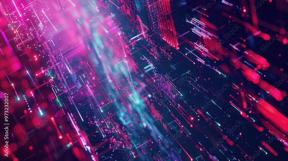 Fototapeta premium Abstract Technology Data Stream Visualization in Vivid Colors