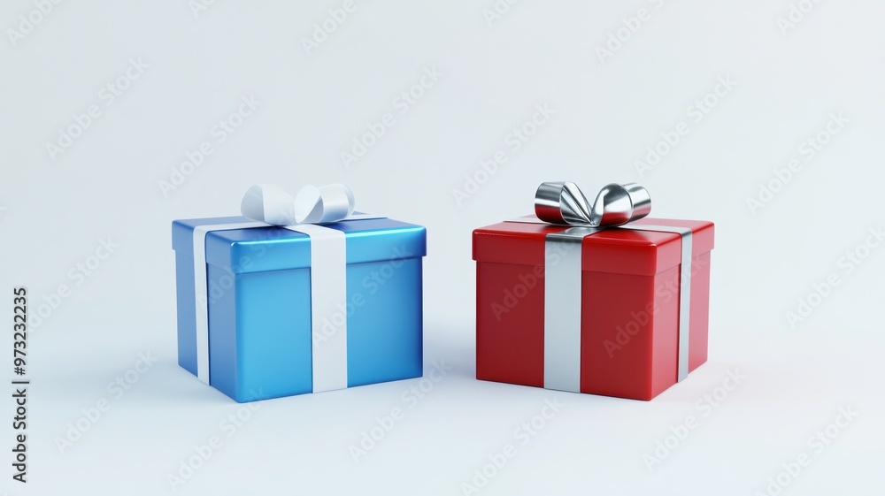 Fototapeta premium Simple and stylish gift box with a decorative ribbon