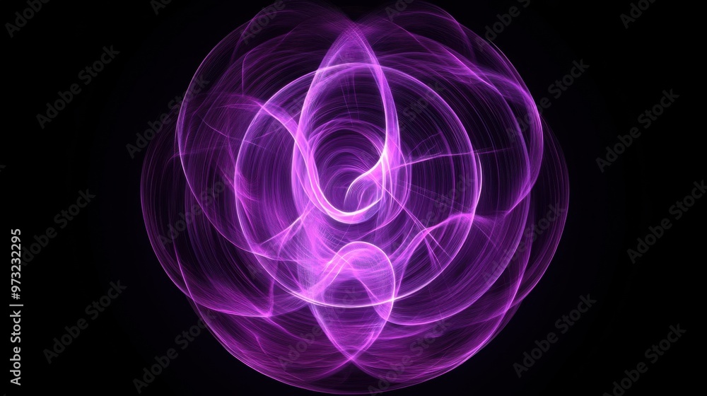 Abstract Purple Light Swirl on Black Background Abstract Purple Light Swirl on Black Background