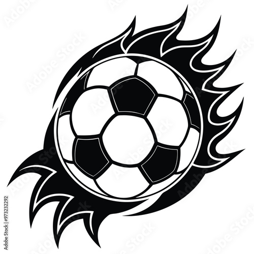 Hot soccer ball fire logo silhouette. football club graphic design logos or icons. vector illustration