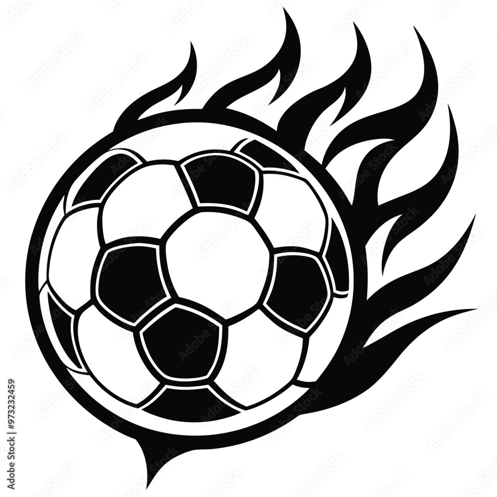Obraz premium Hot soccer ball fire logo silhouette. football club graphic design logos or icons. vector illustration