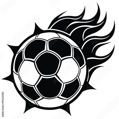 Hot soccer ball fire logo silhouette. football club graphic design logos or icons. vector illustration