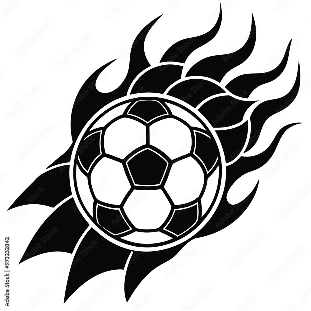 Obraz premium Hot soccer ball fire logo silhouette. football club graphic design logos or icons. vector illustration