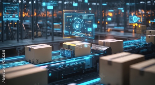 Wallpaper Mural Smart warehouse management system using augmented reality technology to identify package picking and delivery . Future concept of supply chain and logistic business	 Torontodigital.ca