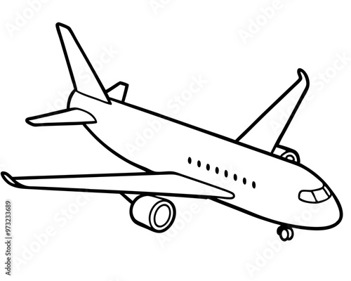 Airplane outline illustration digital coloring book page line art drawing,travel Airplane line art drawing