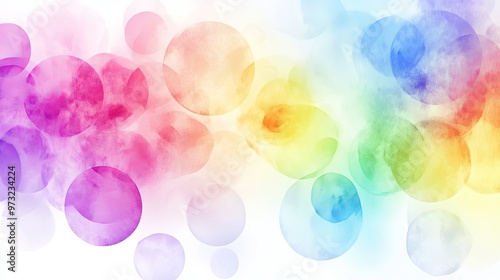 Colorful watercolor circles with a gradient blur effect on a white background. Gradient aura and neon blobs with a noise effect to create a vibrant and eye-catching design.