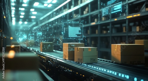 Wallpaper Mural Smart warehouse management system using augmented reality technology to identify package picking and delivery . Future concept of supply chain and logistic business	 Torontodigital.ca