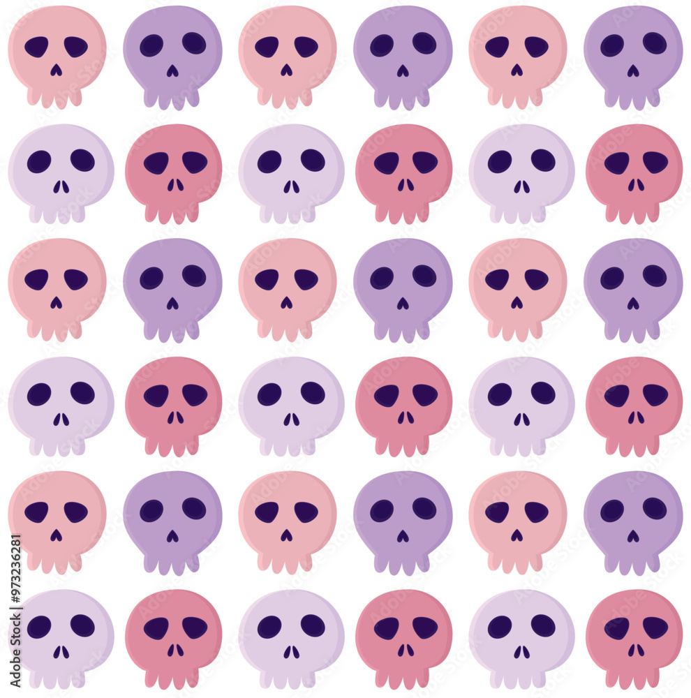 Seamless pattern with cute pink skulls. Vector halloween background Seamless pattern with cute pink skulls. Vector halloween background