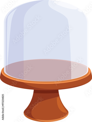 Glass cake stand display case with wooden base, perfect for presenting your baked goods