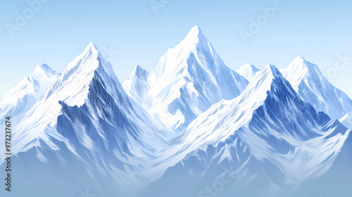 Wallpaper Mural The mountains are covered in snow and the sky is clear. Himalayan Mountains. Illustration Torontodigital.ca