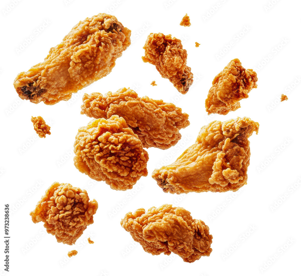 PNG Crispy fried chicken on white plate PNG Crispy fried chicken on white plate