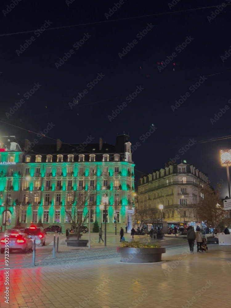 Naklejka premium night city street