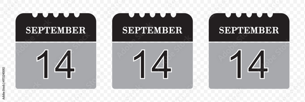 14 September Calendar. September Calendar Vector Illustration 14 September Calendar. September Calendar Vector Illustration