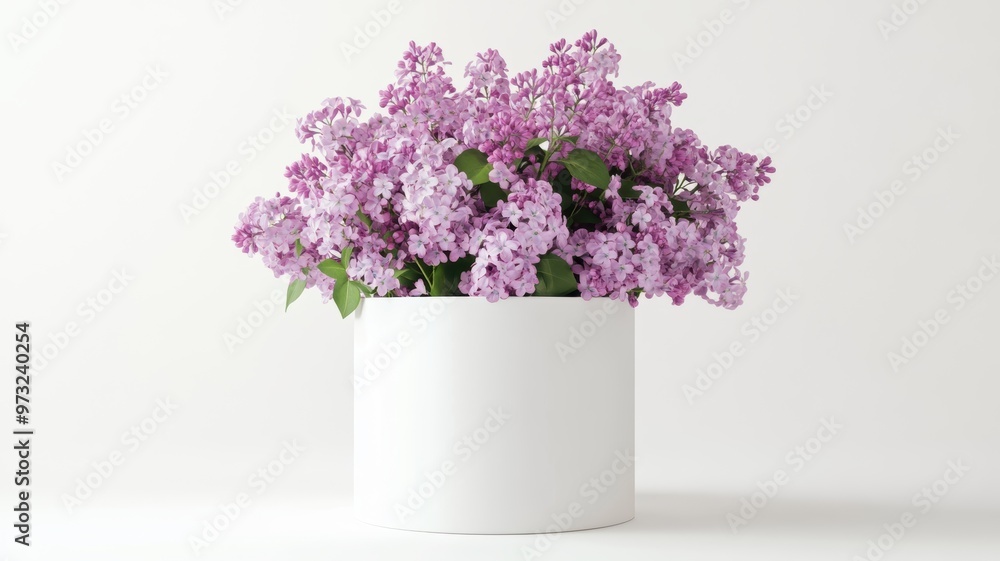 Lilacs beautifully arranged in a white hat box, ideal for gifting or brightening any room. Lilacs beautifully arranged in a white hat box, ideal for gifting or brightening any room.