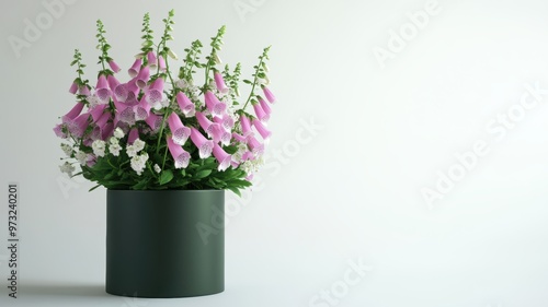 Fresh foxgloves in a dark g...