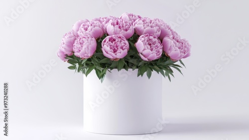 A bouquet of pink peonies i...