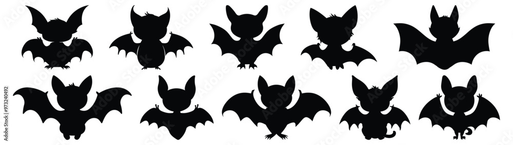 Bat silhouette set vector design big pack of bat illustration and icon Bat silhouette set vector design big pack of bat illustration and icon