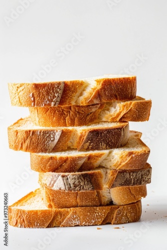 A stack of slices of bread sitting on top of each other, perfect for a quick snack or as a base for sandwiches photo