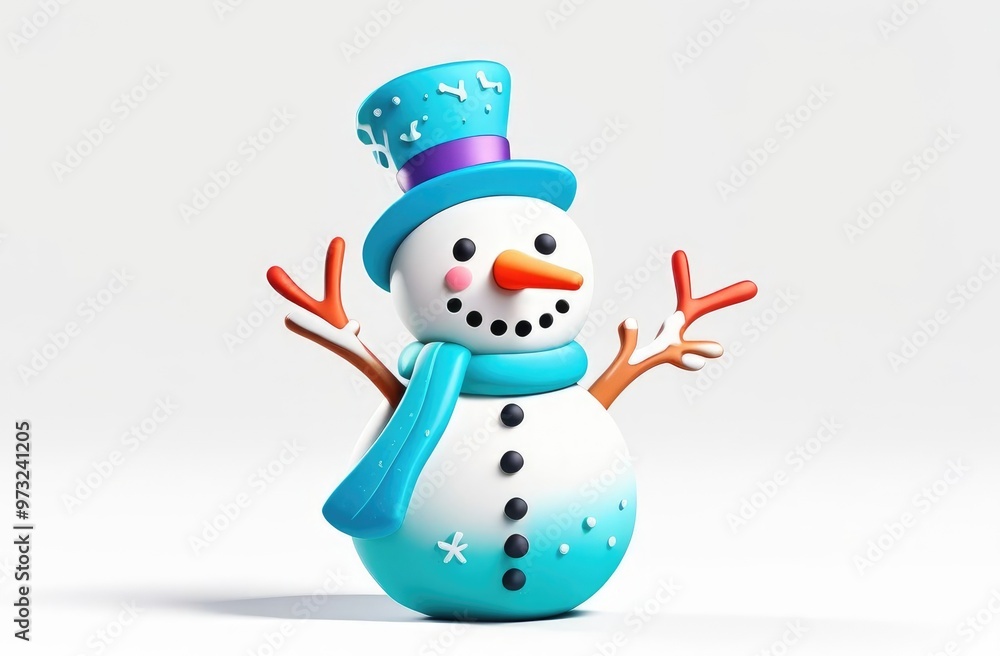 3d snowman smiling in red hat on a white background. New Year's card, poster. A place for the text. 3d snowman smiling in red hat on a white background. New Year's card, poster. A place for the text.