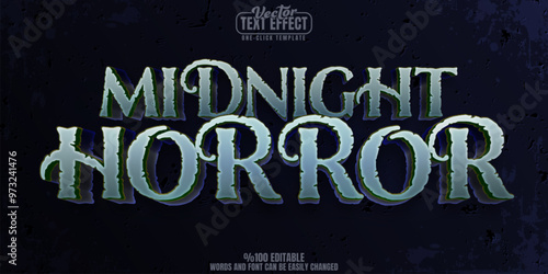 Horror editable text effect, customizable midnight and fear 3d font style