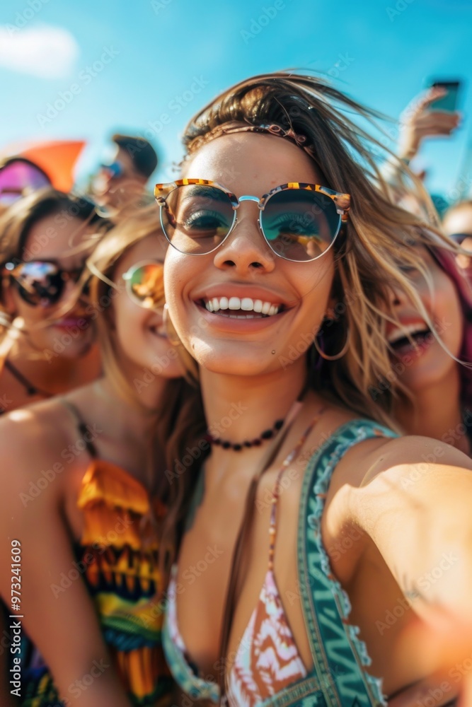 Group of friends taking a selfie together Group of friends taking a selfie together
