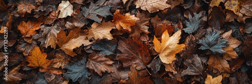 top view , pile of fall leaves