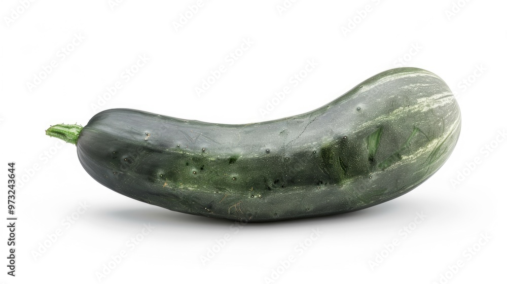 A single green cucumber on a white background A single green cucumber on a white background