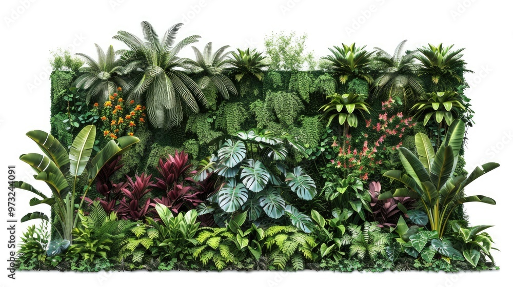 Fototapeta premium Various plants displayed against a clean white surface