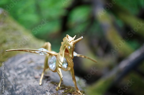 A unicorn statuette with wings. In Chinese culture, it is considered a noble animal.