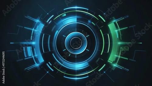 Wallpaper Mural Futuristic HUD Interface with Circular Digital Elements Torontodigital.ca