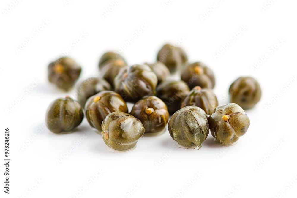 A close-up view of a pile of nuts on a white surface A close-up view of a pile of nuts on a white surface