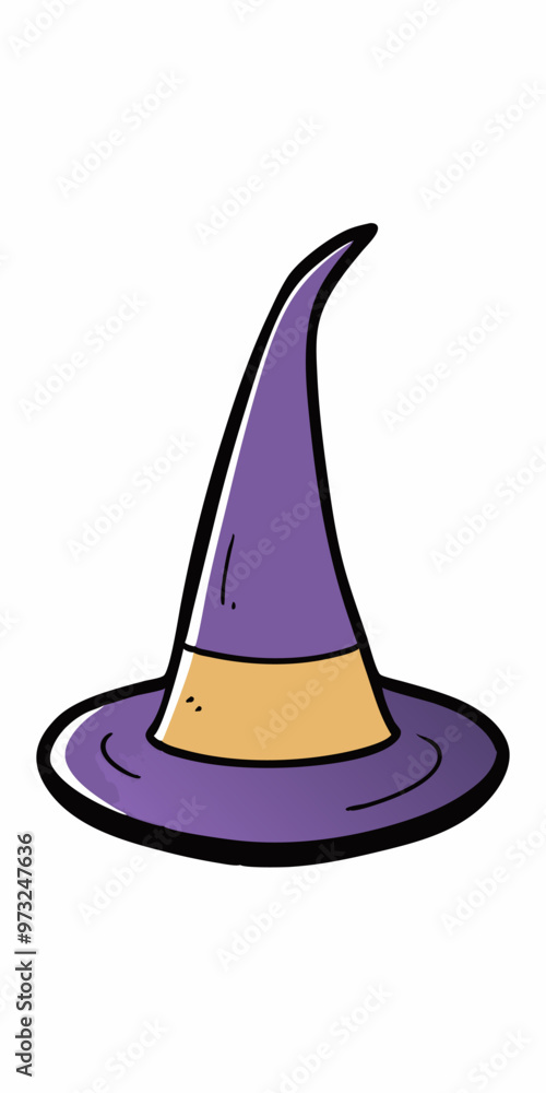 Fototapeta premium A whimsical illustration of a witch's hat, perfect for adding a touch of Halloween magic to your designs. This cute and quirky graphic is ideal for festive projects, spooky decorations.