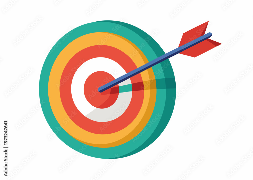 A colorful illustration of an arrow hitting the center of a target. This image represents success, accuracy, and achieving goals. Perfect for presentations, websites, or social media. A colorful illustration of an arrow hitting the center of a target. This image represents success, accuracy, and achieving goals. Perfect for presentations, websites, or social media.