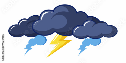 A cartoon illustration of a dark stormy cloud with lightning bolts. The cloud is large and looming, suggesting a powerful storm, perfect for weather or nature-themed projects.