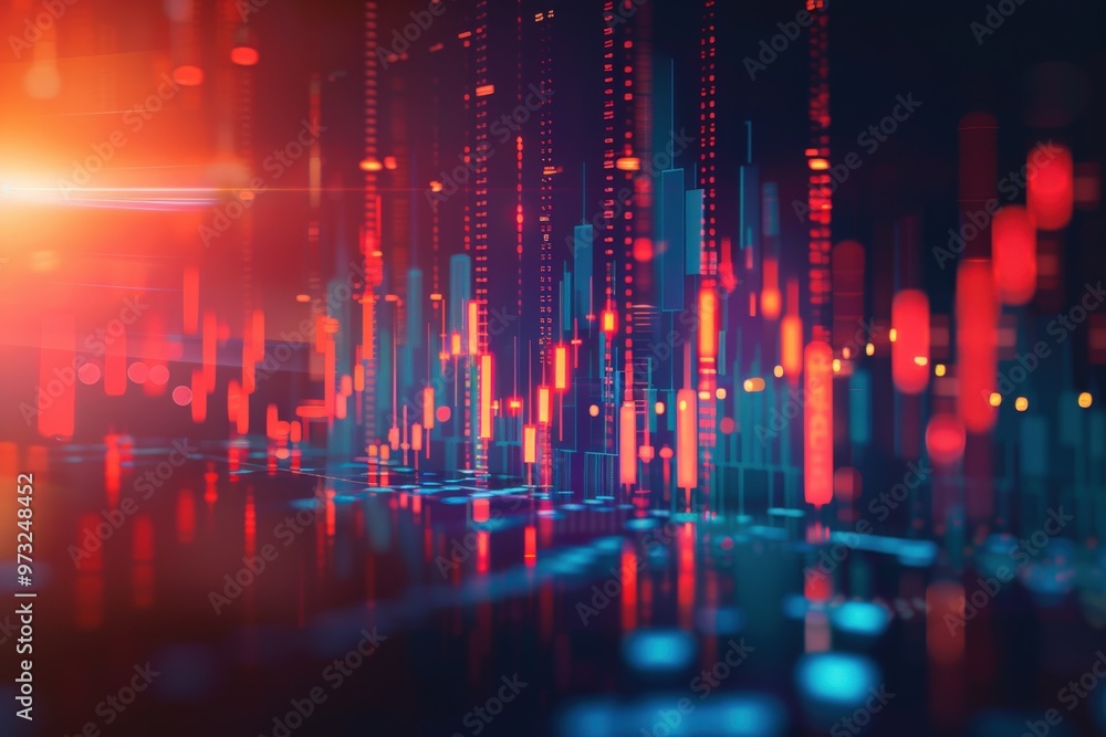 A graph with red and blue lines that are all over the screen, generative ai image A graph with red and blue lines that are all over the screen, generative ai image