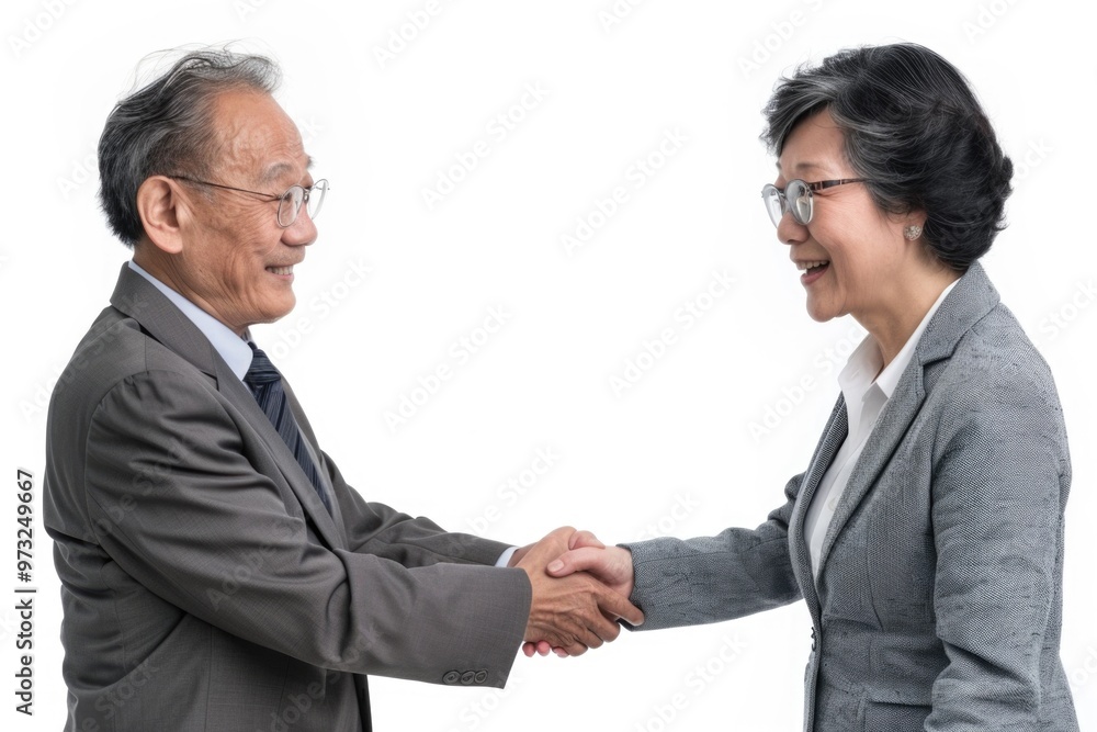 A professional handshake between two people, perfect for corporate or business use A professional handshake between two people, perfect for corporate or business use
