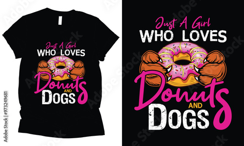 Just a girls who loves donut and dog lover t-shirt design