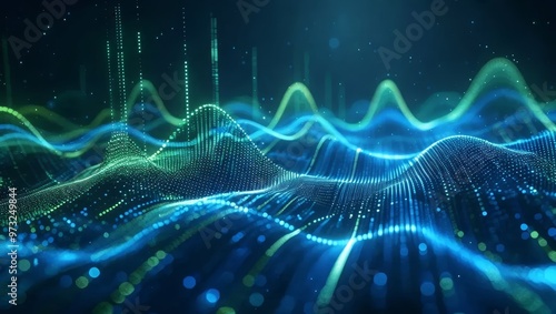 Wallpaper Mural Futuristic Digital Waves with Data Flow Torontodigital.ca