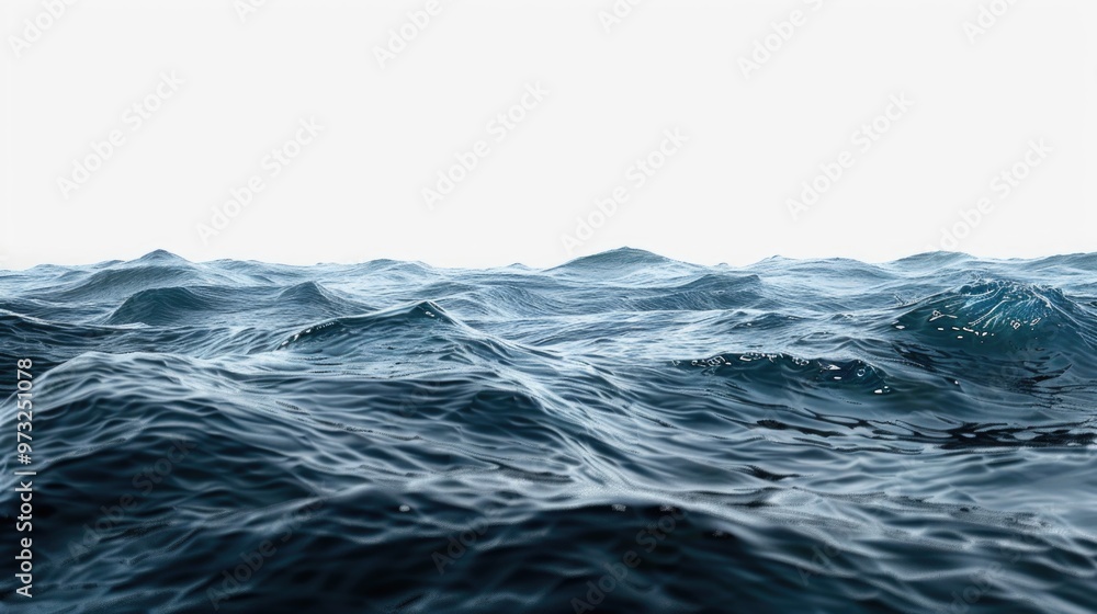 A large ocean with a clear blue sky in the background, great for use as a background or scenery