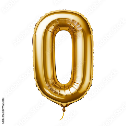 O in shiny gold foil balloon style on white background