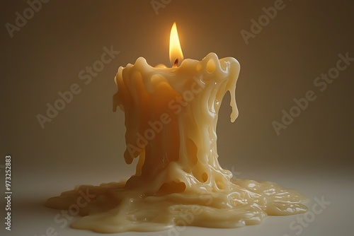 A minimalist illustration of a melting candle with dripping wax photo