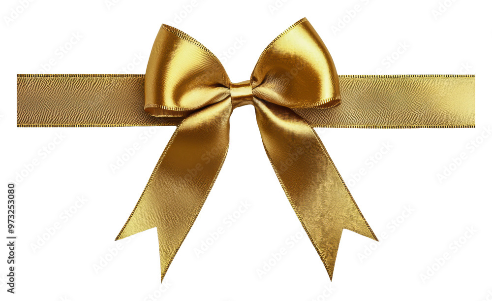 Fototapeta premium PNG Gold ribbon bow on white backdrop