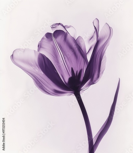 watercolor drawing. transparent tulip x-ray. Flower pattern.
