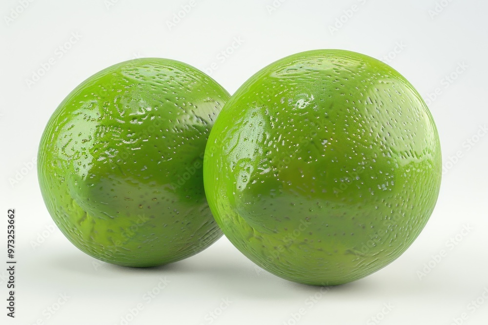 A pair of limes placed together on a white surface, suitable for photography or food styling A pair of limes placed together on a white surface, suitable for photography or food styling