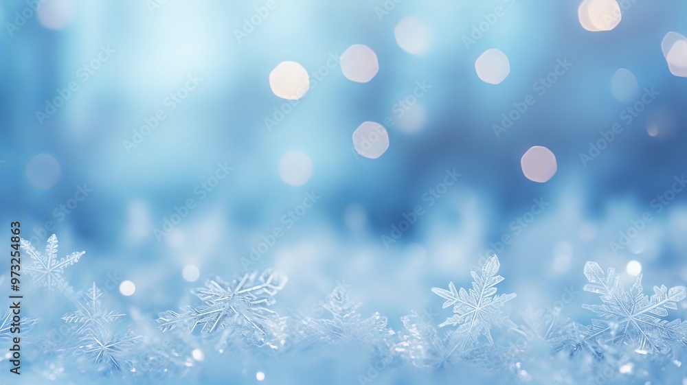 A blue background with snowflakes scattered across it A blue background with snowflakes scattered across it