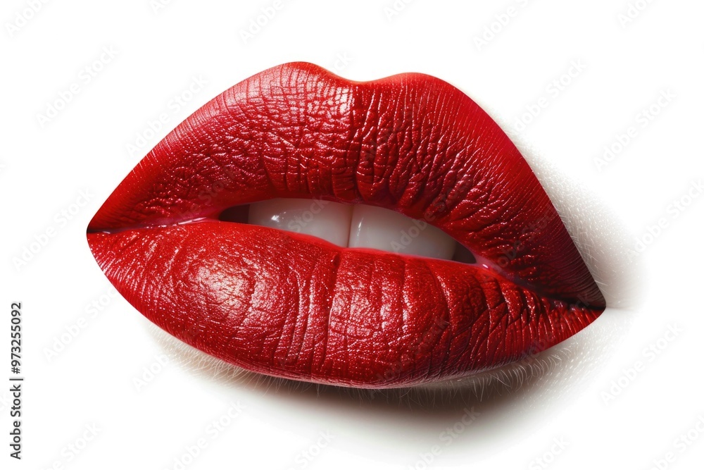 A detailed shot of a red lipstick applied to a white surface, ideal for use in beauty or cosmetics advertising A detailed shot of a red lipstick applied to a white surface, ideal for use in beauty or cosmetics advertising