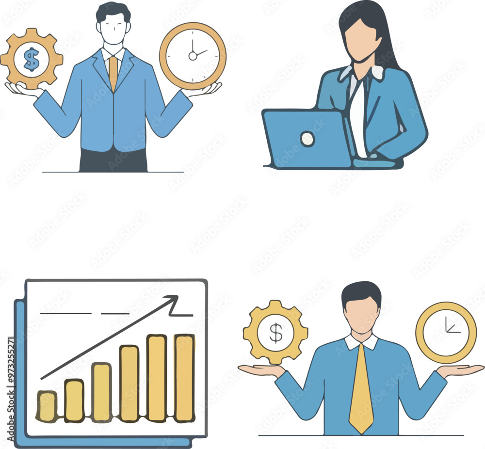 Time management concept people manage schedule with clock, plan tasks in calendar, work to deadline. Time management concept people manage schedule with clock, plan tasks in calendar, work to deadline.