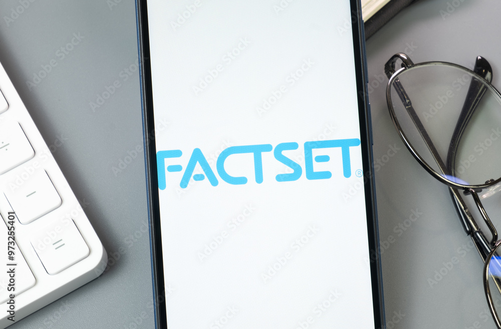 Factsec Icon New York, USA - 30 August 2024: FactSet Logo on Phone Screen, Company ...