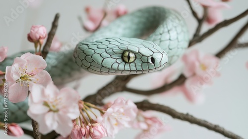 Artistic green snake sculpt...