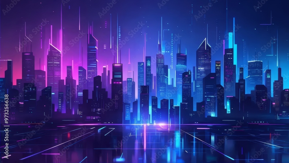 Futuristic Digital City Skyline Futuristic Digital City Skyline
